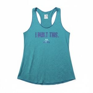 North Face Blue I Built This Teal Aquamarine Athletic Work Out Tank Top